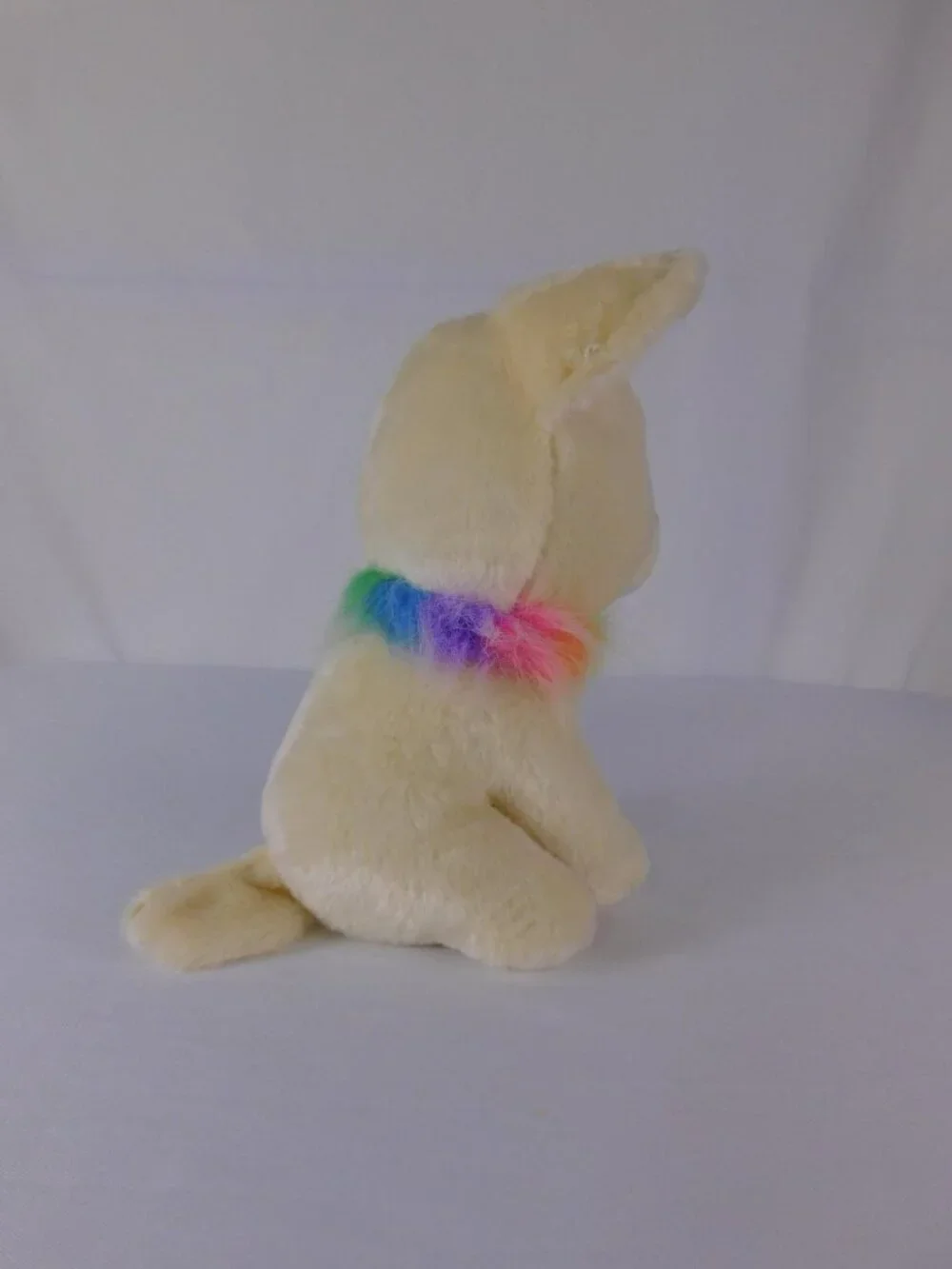 Ty VelveTy Chewey Beige Dog Plush Small Rainbow Collar Stuffed Toy Washable